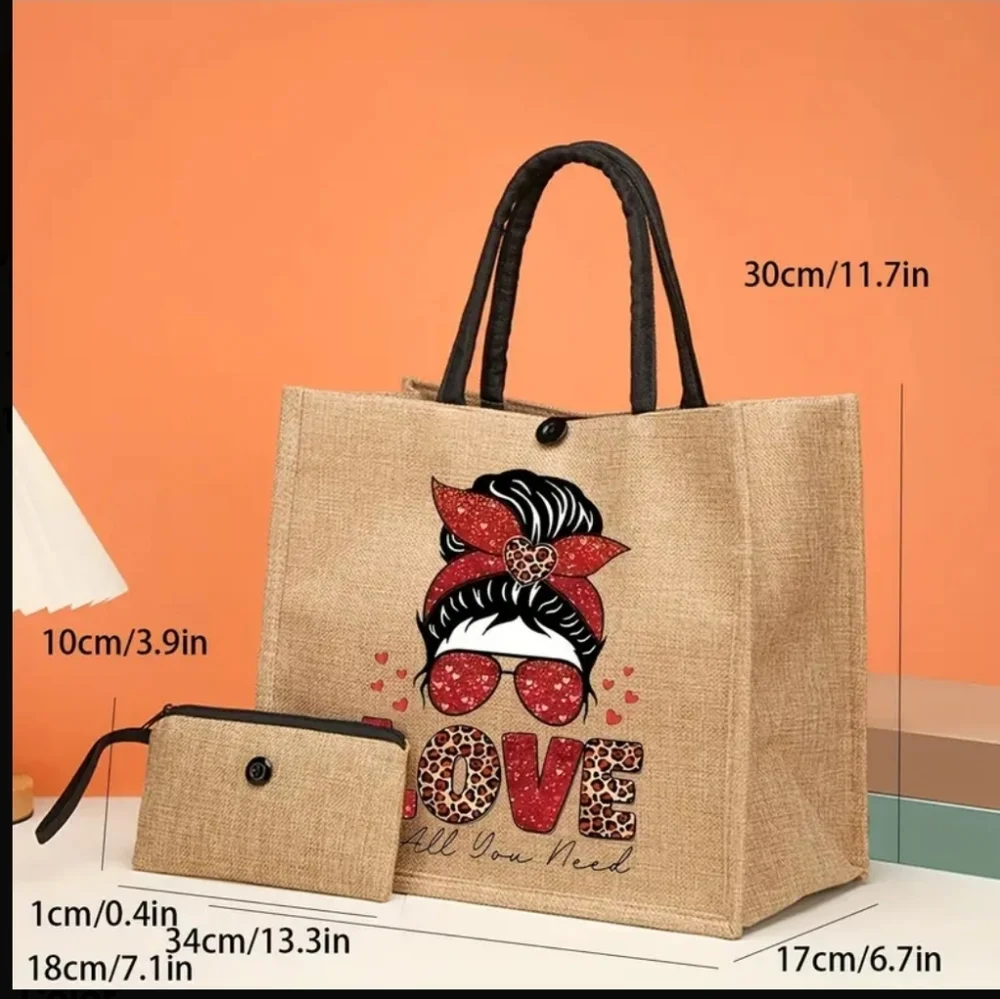 Print Tote Bag Beach Bag 2 Pc
